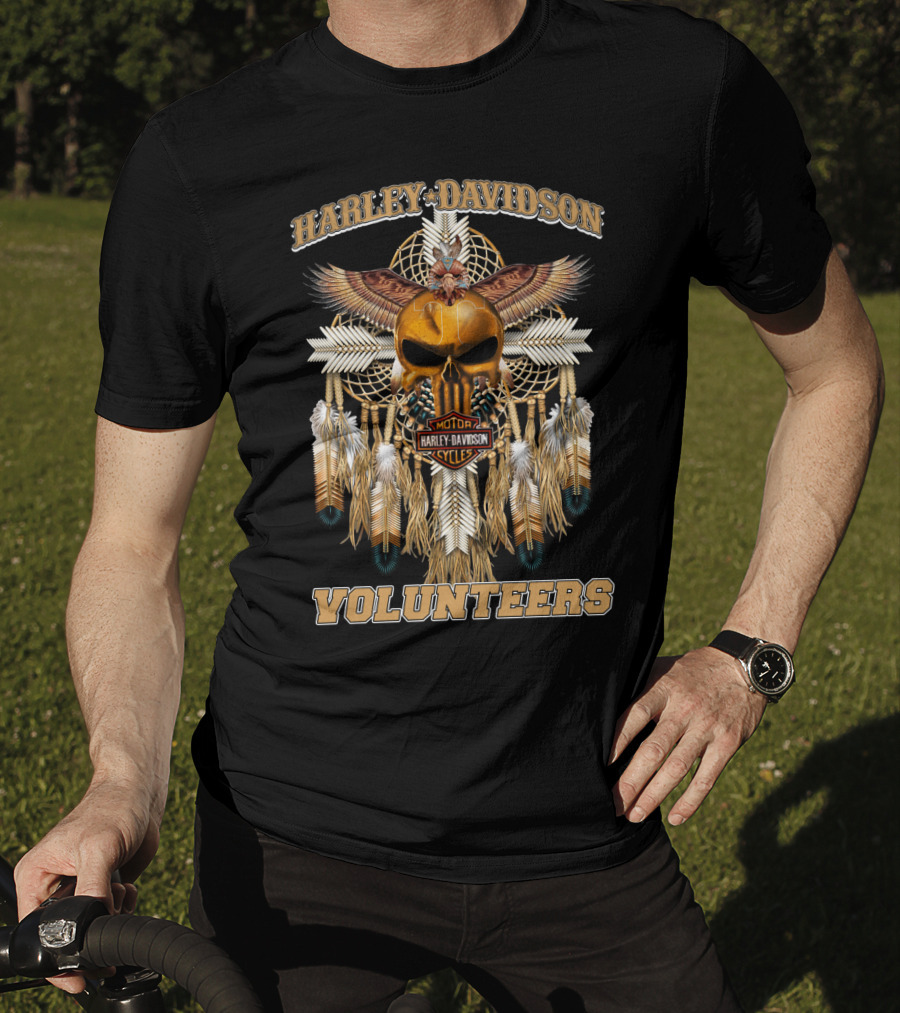 Harley Davidson Volunteers Dreamcatcher Skull Feathers T-Shirt
