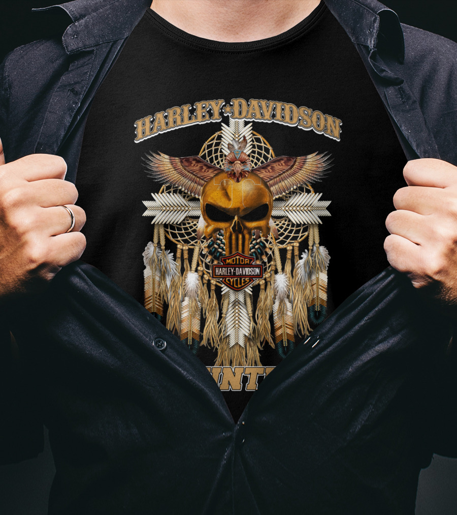 Harley Davidson Volunteers Dreamcatcher Skull Feathers T-Shirt