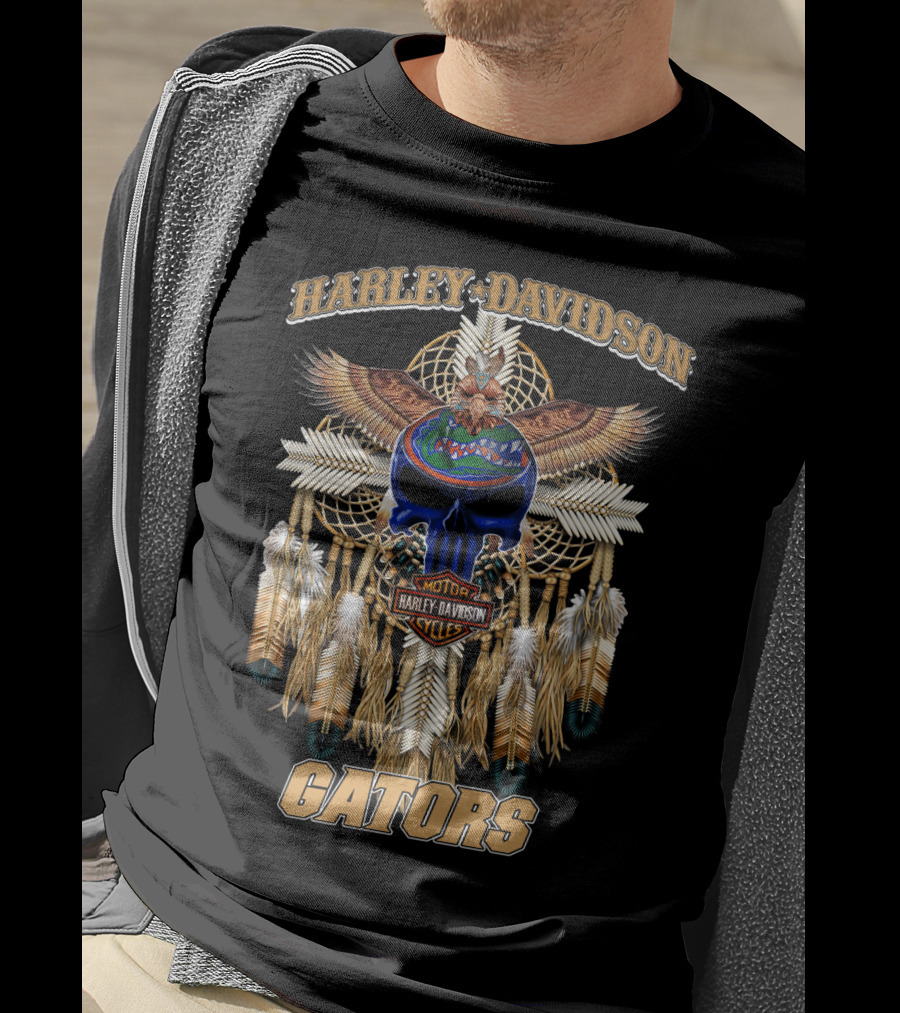 Harley Davidson Motor Cycles Native Florida Gators T-Shirt