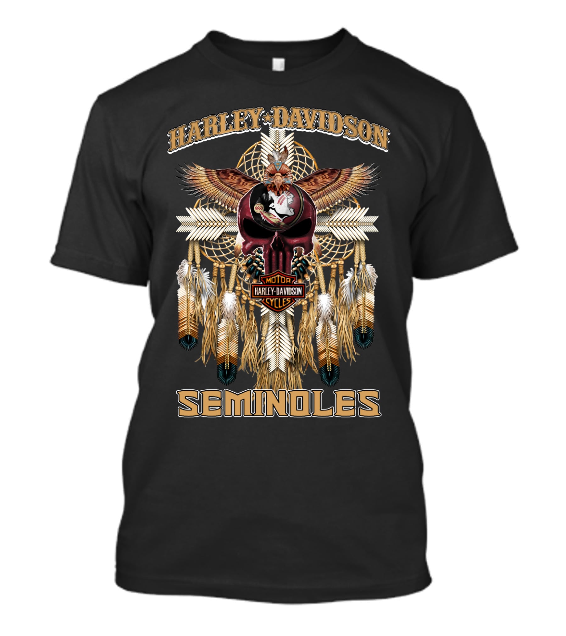 Harley Davidson Seminoles Motorcycle Native American Dreamcatcher T-Shirt