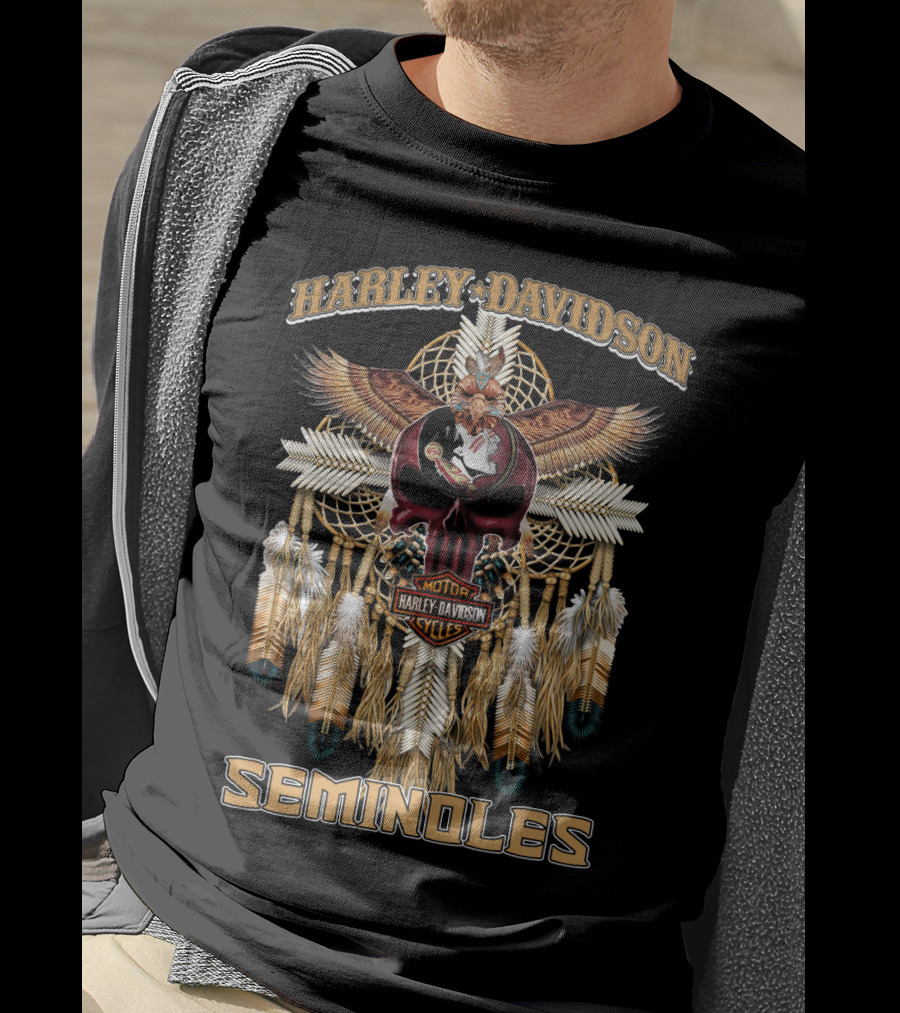 Harley Davidson Seminoles Motorcycle Native American Dreamcatcher T-Shirt