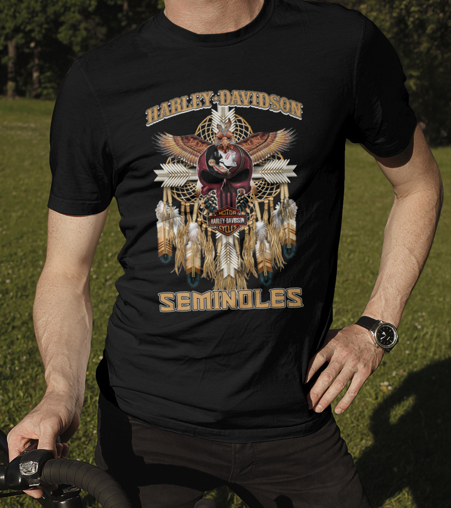 Harley Davidson Seminoles Motorcycle Native American Dreamcatcher T-Shirt