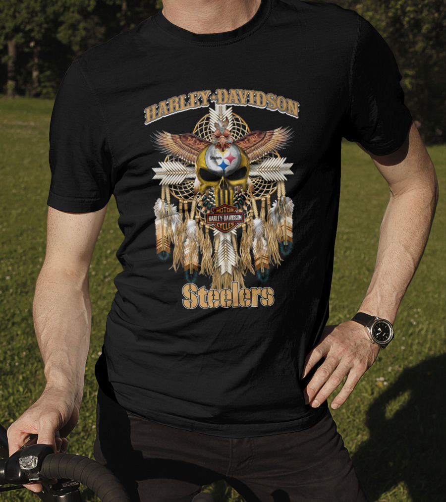 Harley Davidson Steelers Motorcycles Dreamcatcher T-Shirt