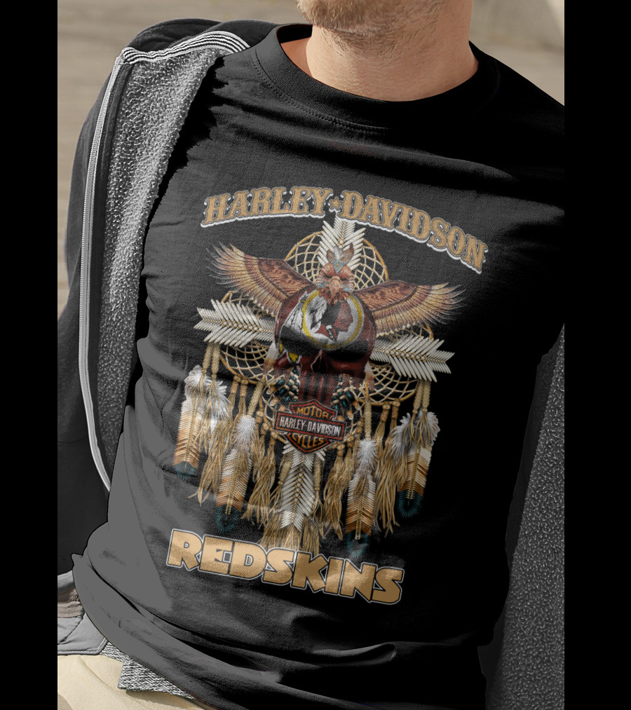 Harley Davidson Redskins Native Style Motif T-Shirt