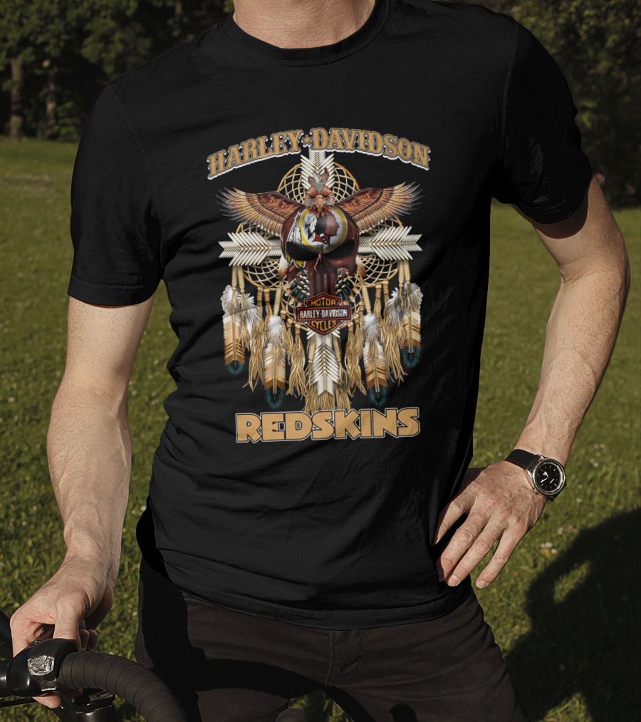 Harley Davidson Redskins Native Style Motif T-Shirt