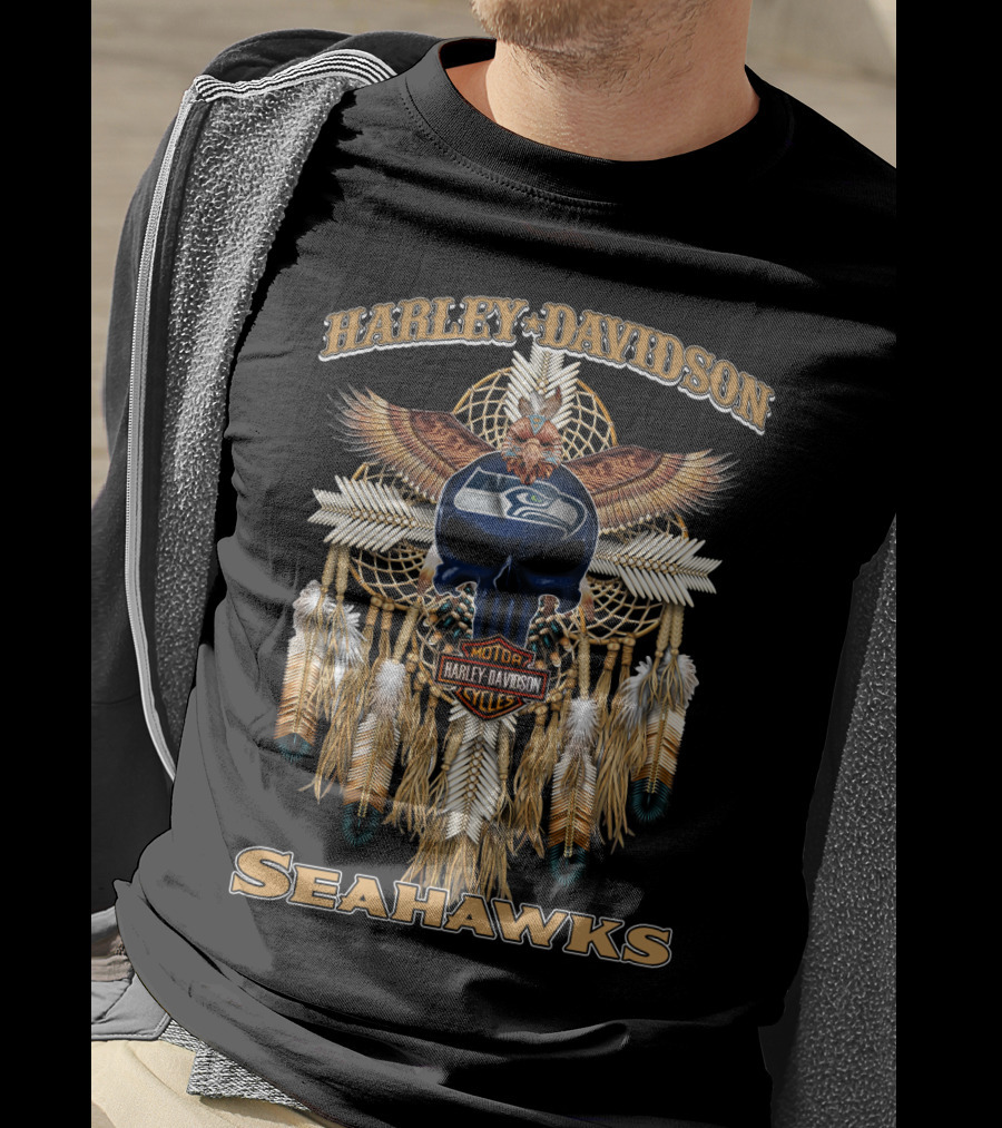 Harley Davidson Seahawks Motorcycles Dreamcatcher T-Shirt