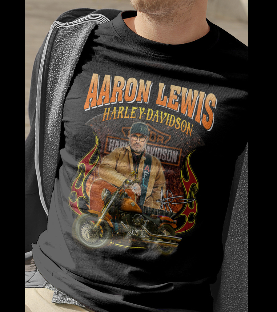 Aaron Lewis Harley Davidson Motorcycle Flame T-Shirt