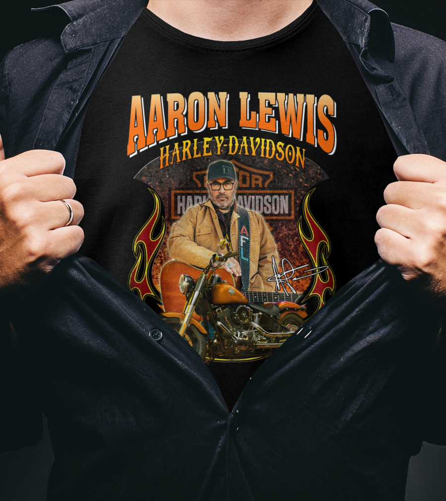 Aaron Lewis Harley Davidson Motorcycle Flame T-Shirt