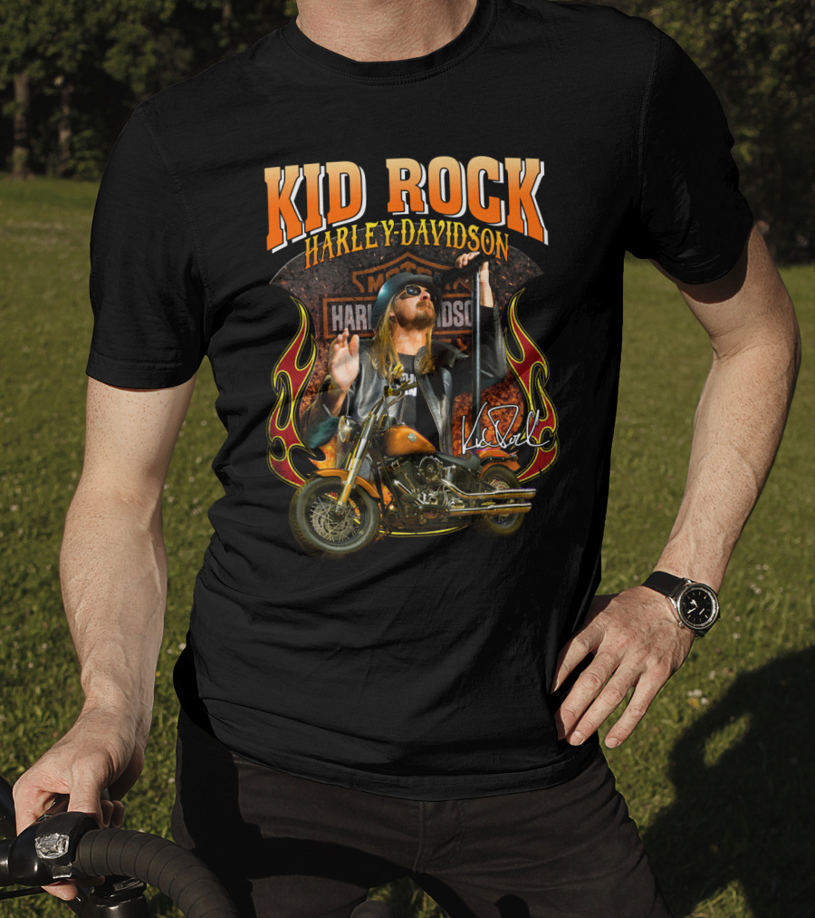 Kid Rock Harley Davidson Motorcycle Flames Promo T-Shirt