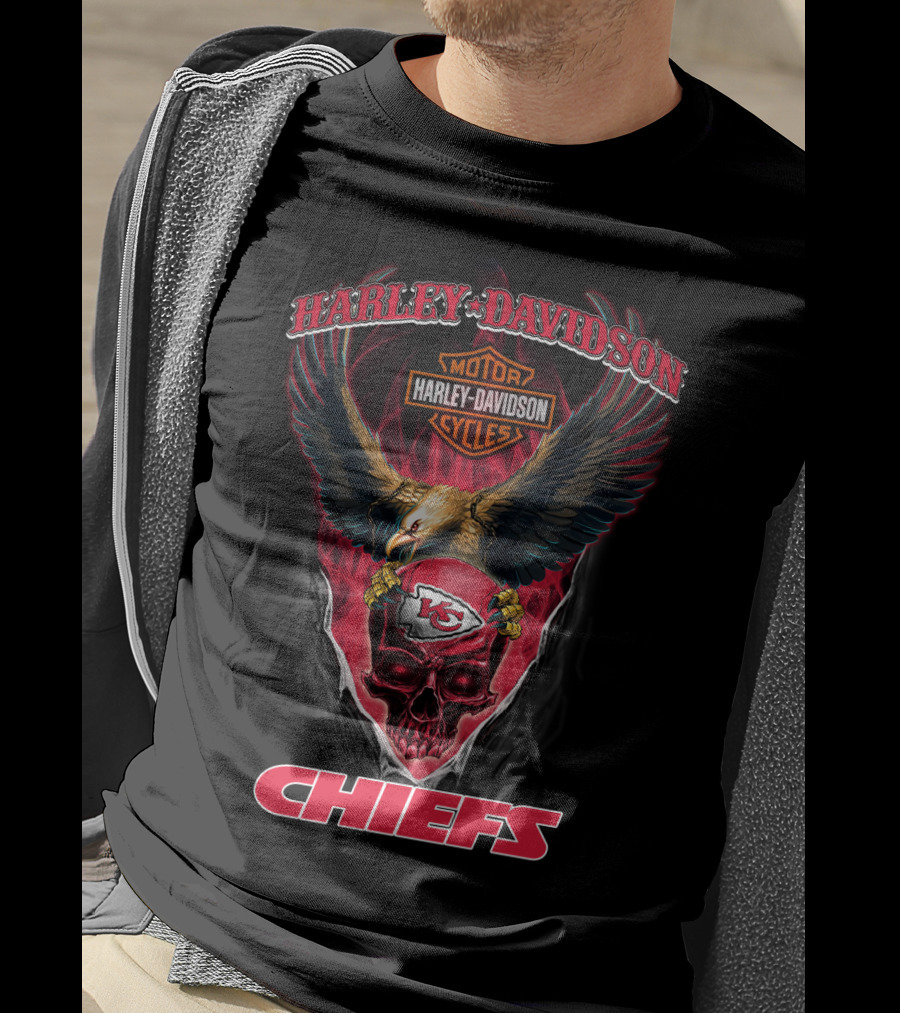 Harley Davidson Motorcycles Kansas City Chiefs Eagle T-Shirt