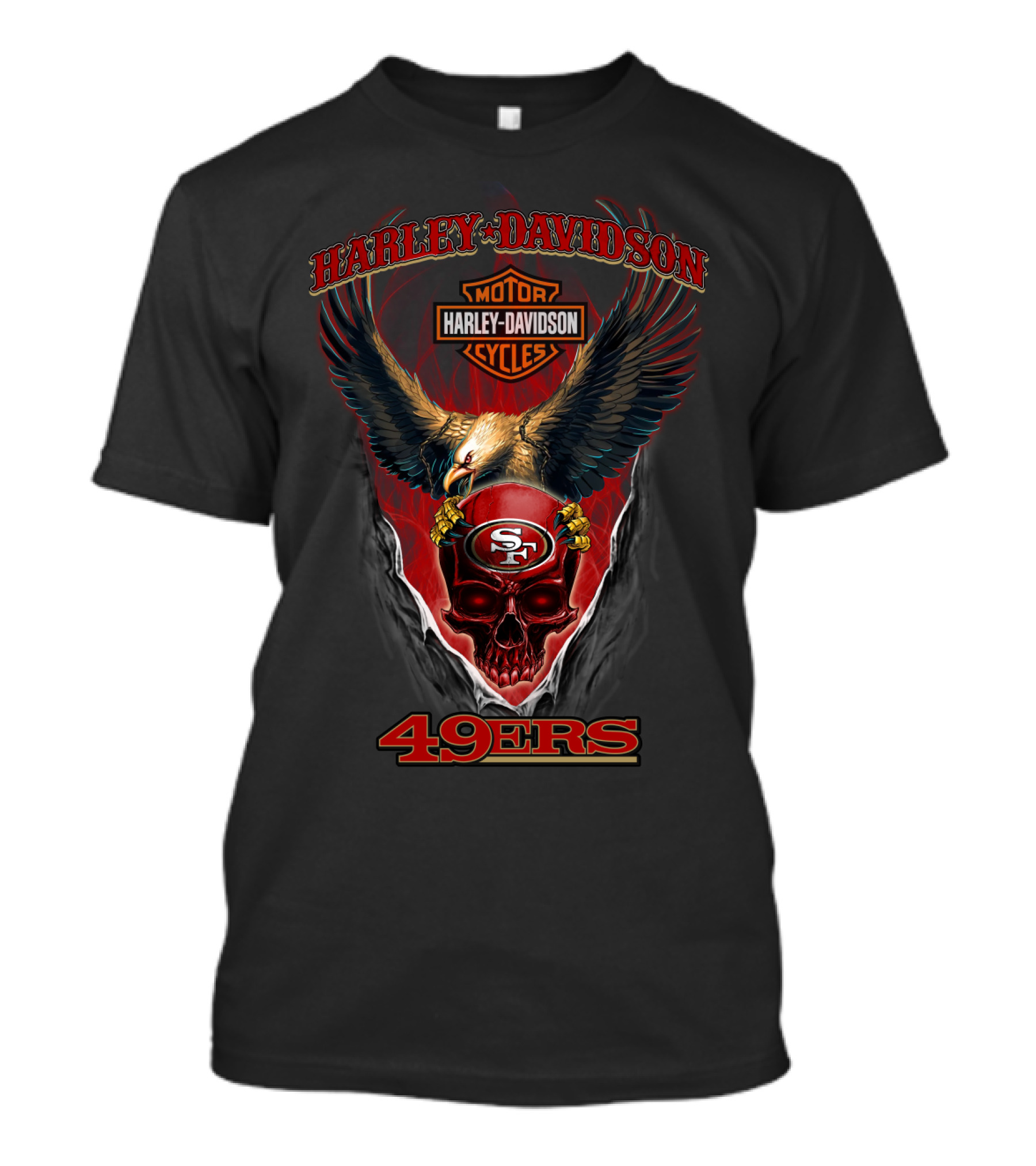 Harley Davidson Eagle San Francisco 49ers Helmet T-Shirt