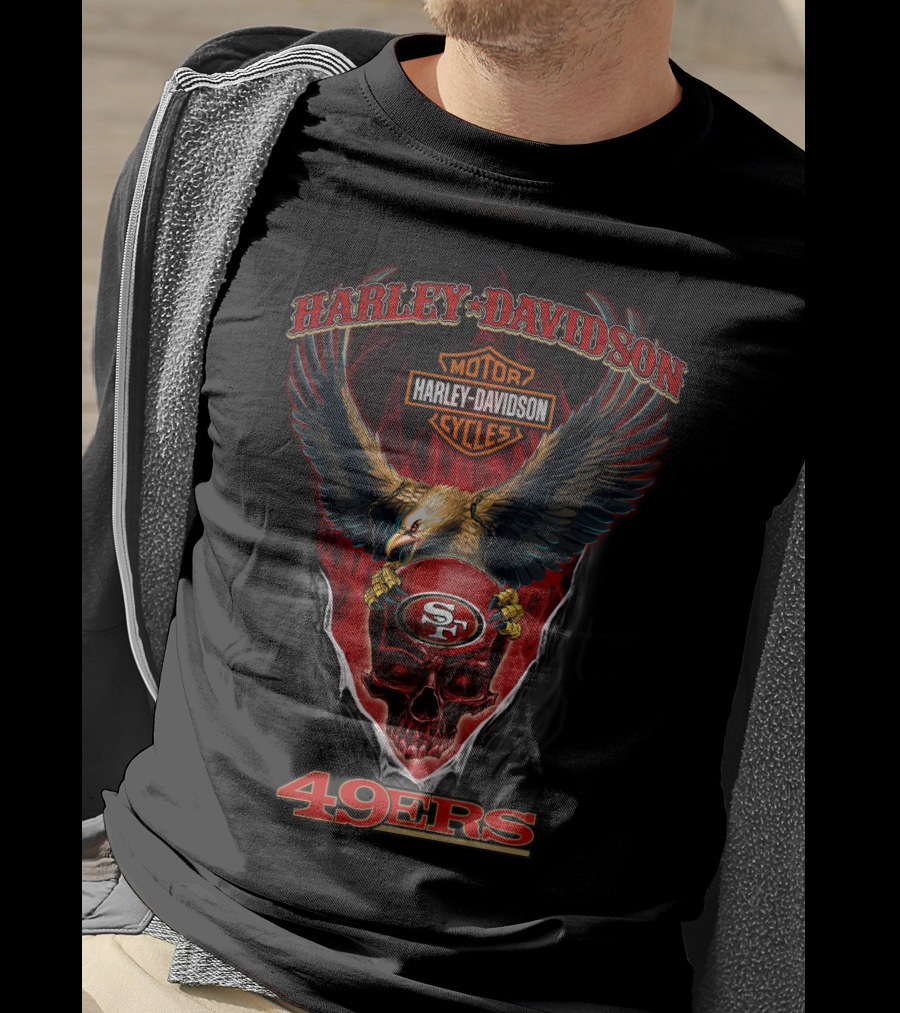 Harley Davidson Eagle San Francisco 49ers Helmet T-Shirt