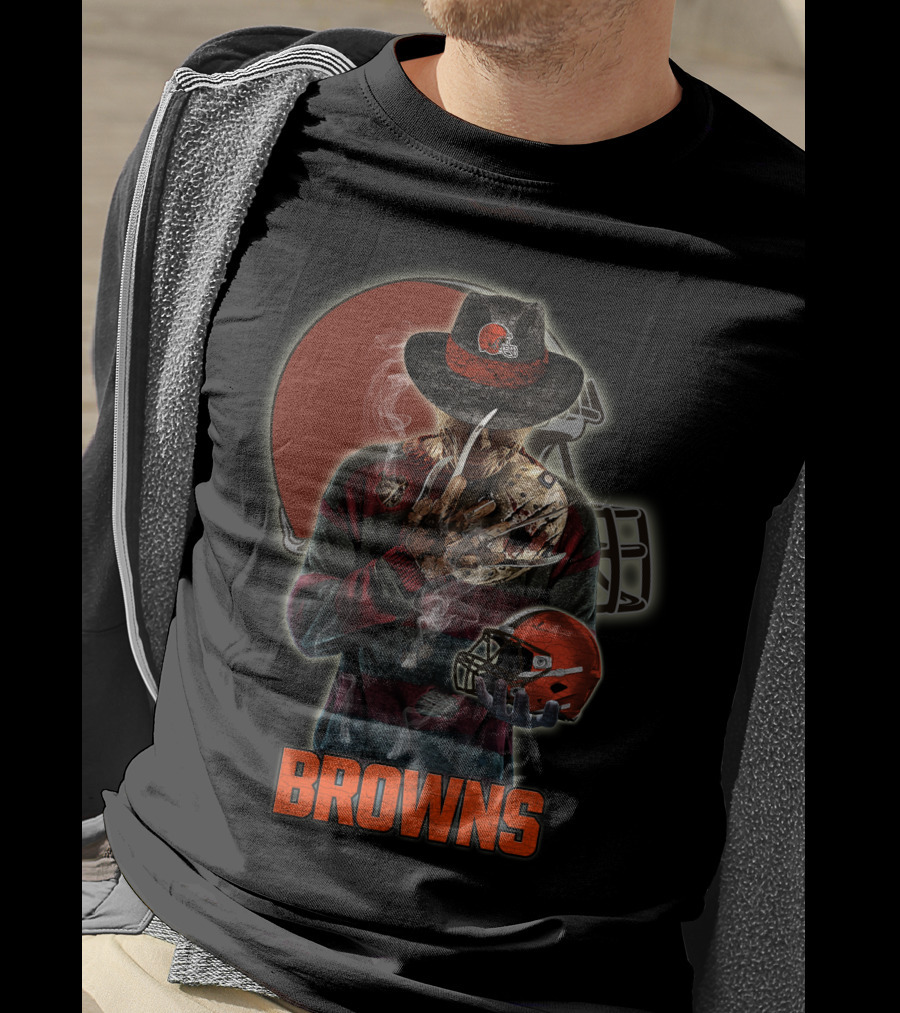Browns Jason Voorhees Freddy Krueger Mashup Cleveland Helmet T-Shirt