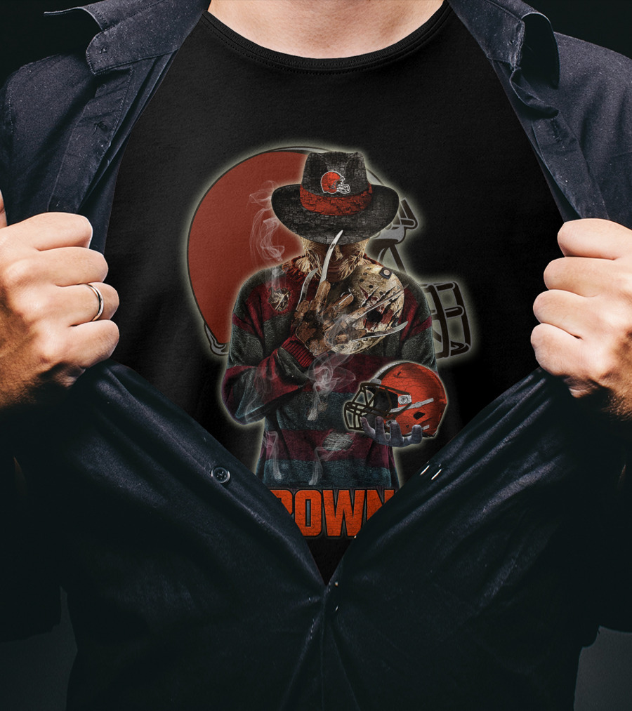 Browns Jason Voorhees Freddy Krueger Mashup Cleveland Helmet T-Shirt