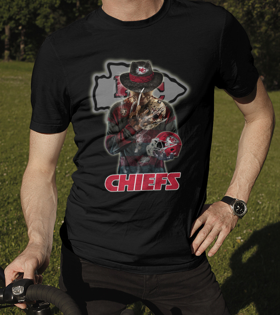 M2 Jason Voorhees Kansas City Chiefs Freddy Krueger Crossover Chiefs T-Shirt