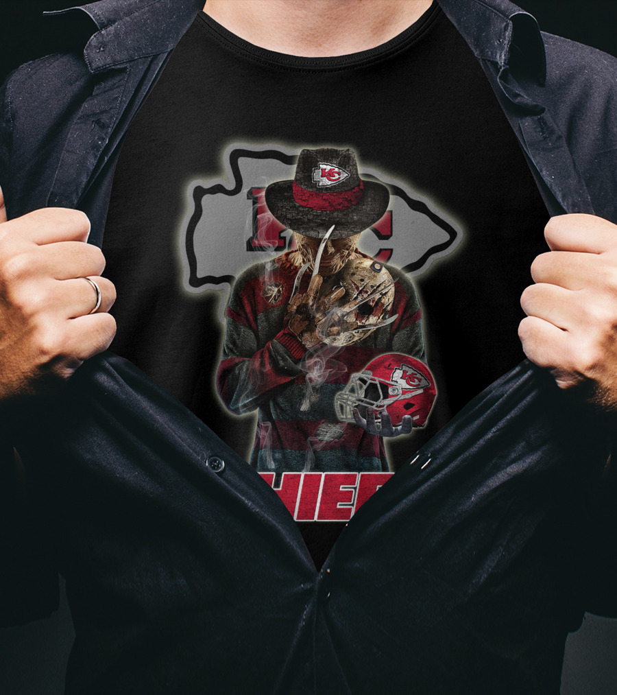 M2 Jason Voorhees Kansas City Chiefs Freddy Krueger Crossover Chiefs T-Shirt