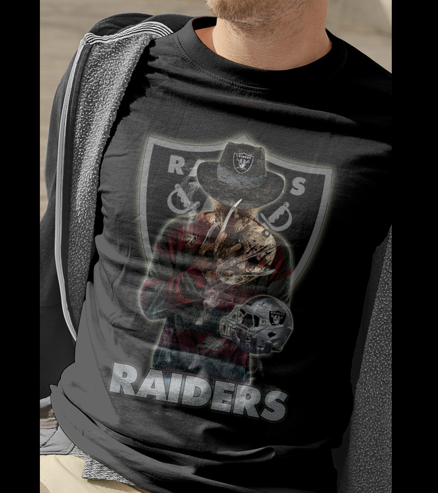 M2 Raiders Freddy Krueger Las Vegas Raiders Football T-Shirt