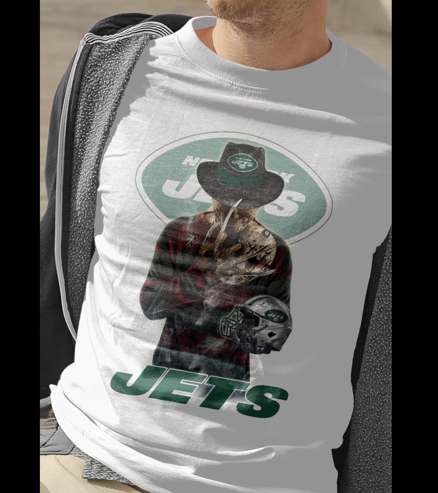 Jason Voorhees New York Jets Freddy Krueger Crossover NFL Football Fan T-Shirt