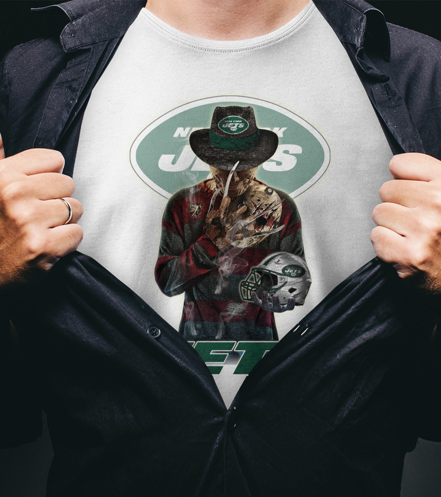 Jason Voorhees New York Jets Freddy Krueger Crossover NFL Football Fan T-Shirt