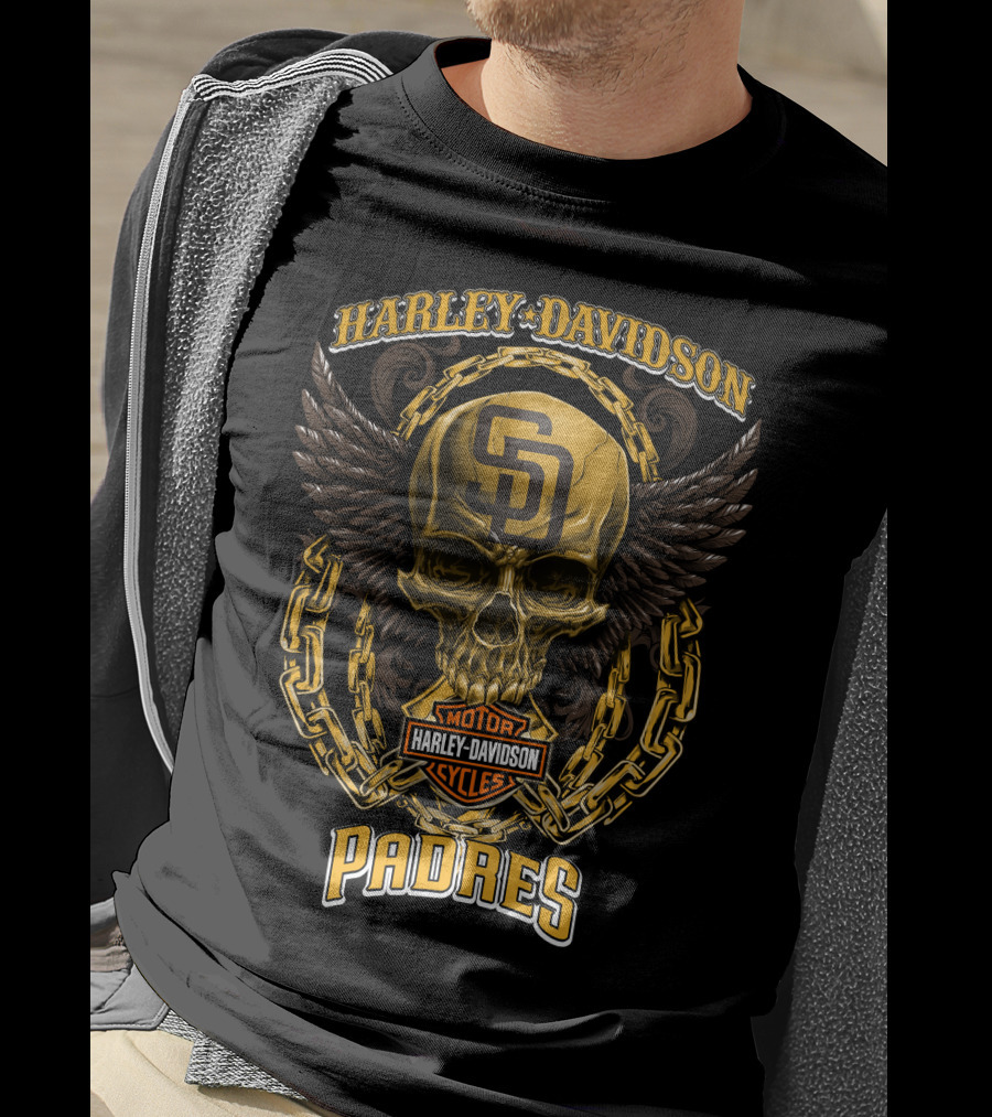 Harley Davidson San Diego Padres Skull T-Shirt