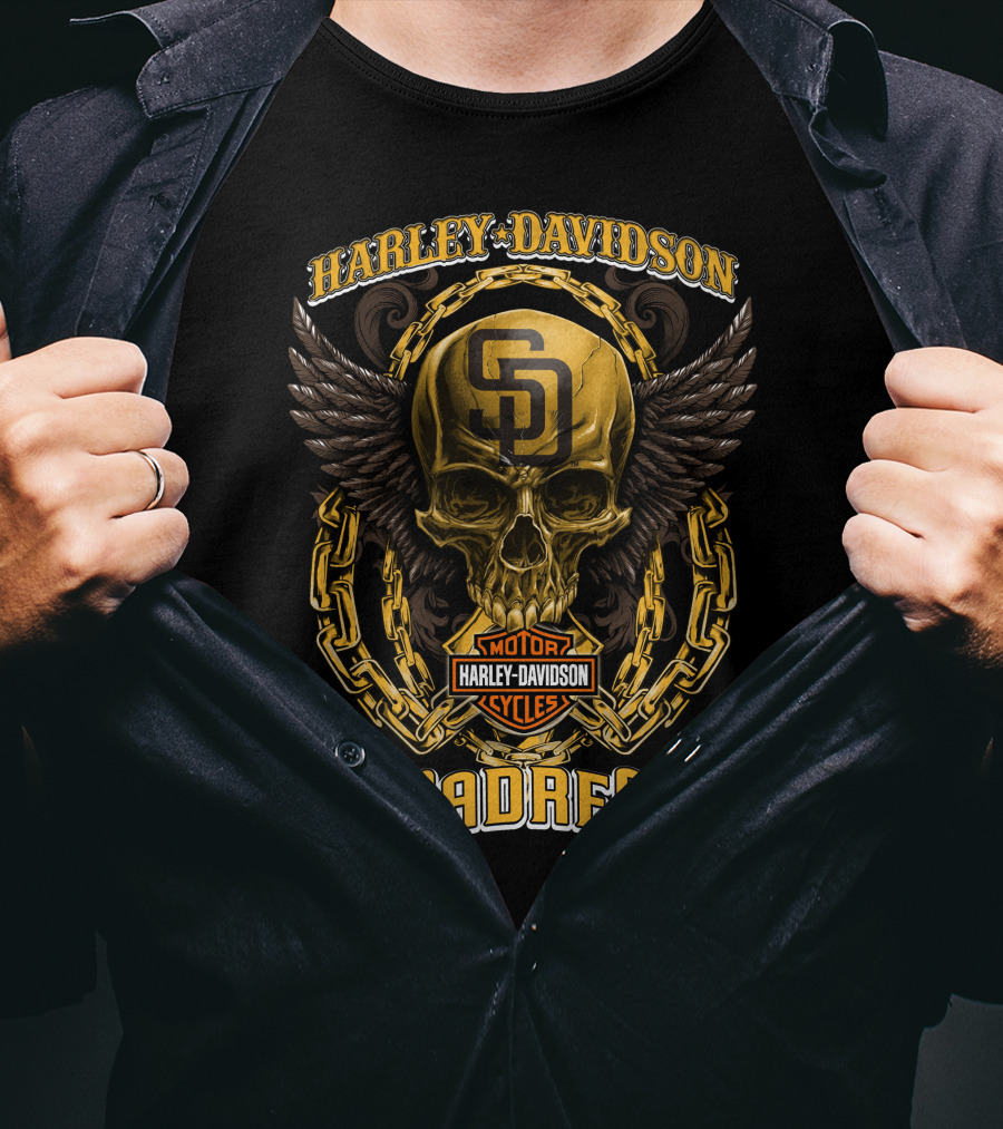 Harley Davidson San Diego Padres Skull T-Shirt