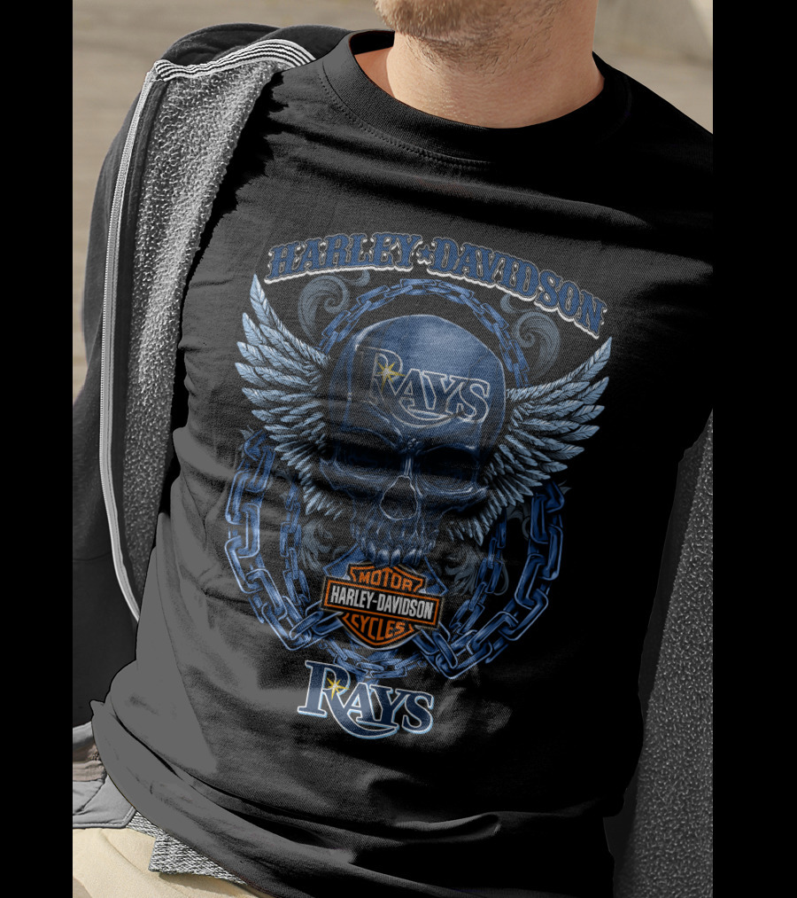 Harley Davidson Rays Skull Wings Motor Cycles T-Shirt