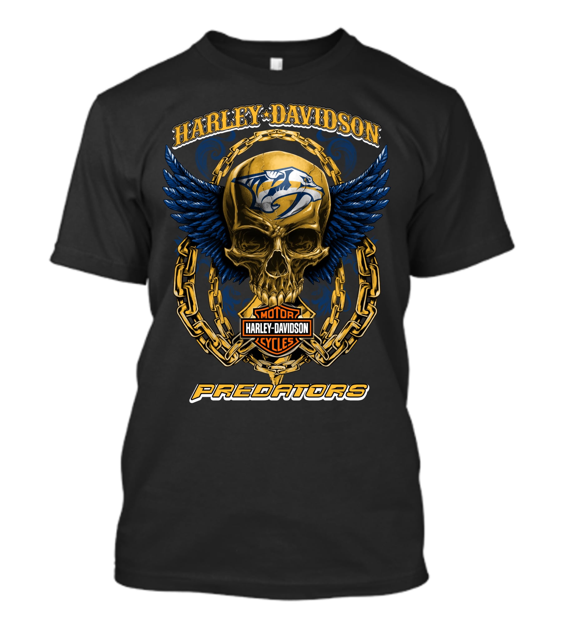 Harley Davidson Motor Cycles Nashville Predators Skull And Chains T-Shirt