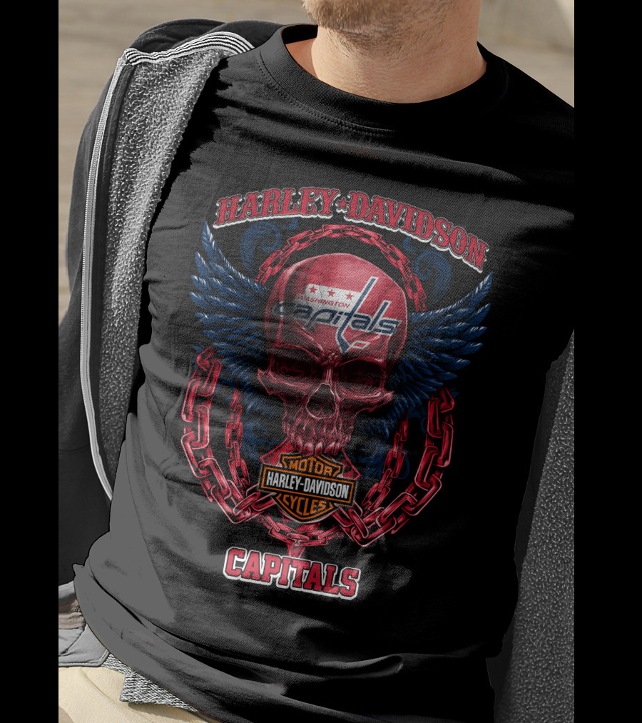 Harley Davidson Washington Capitals Nhl Motor Cycles Capitals T-Shirt