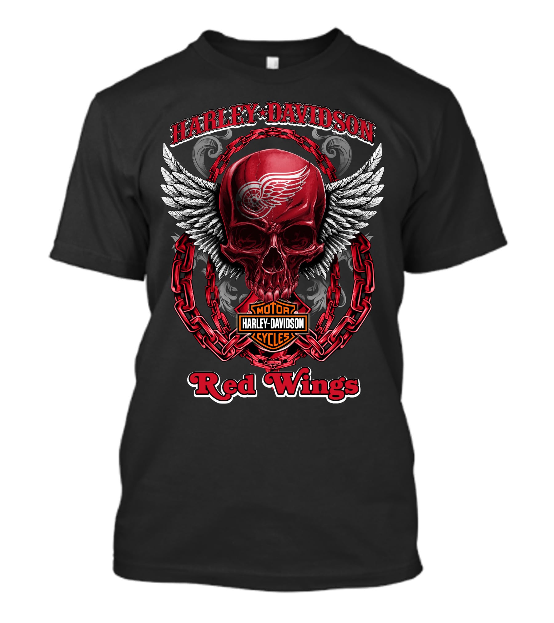 Harley Davidson Motor Cycles Red Wings T-Shirt