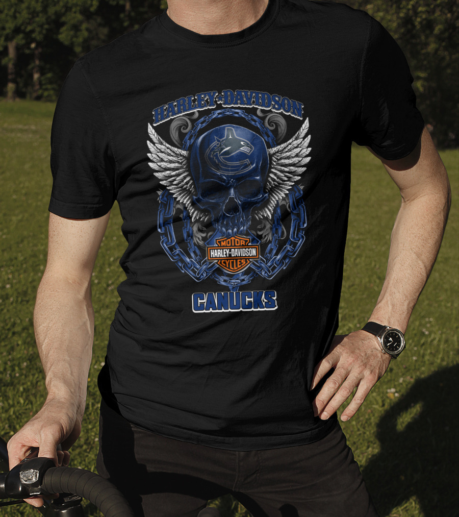Harley Davidson Canucks Nhl Vancouver Canucks Skull T-Shirt