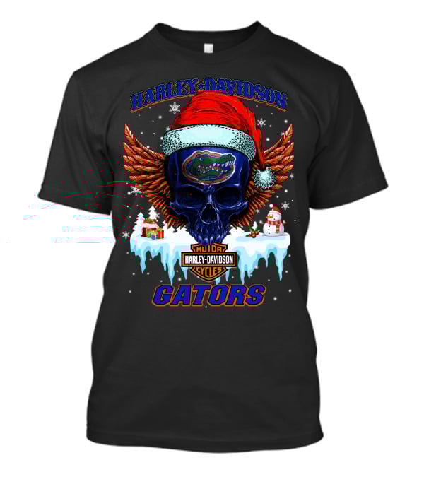 Harley Davidson Motor Cycles Gators Santa Skull T-Shirt