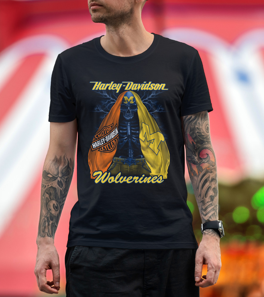 Harley Davidson Motorcycles Michigan Wolverines M2D23 T-Shirt