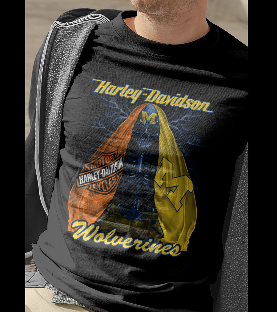 Harley Davidson Motorcycles Michigan Wolverines M2D23 T-Shirt