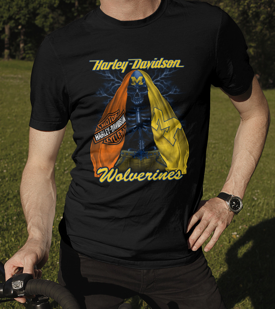 Harley Davidson Motorcycles Michigan Wolverines M2D23 T-Shirt