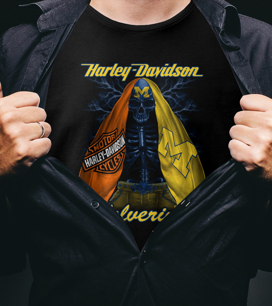 Harley Davidson Motorcycles Michigan Wolverines M2D23 T-Shirt