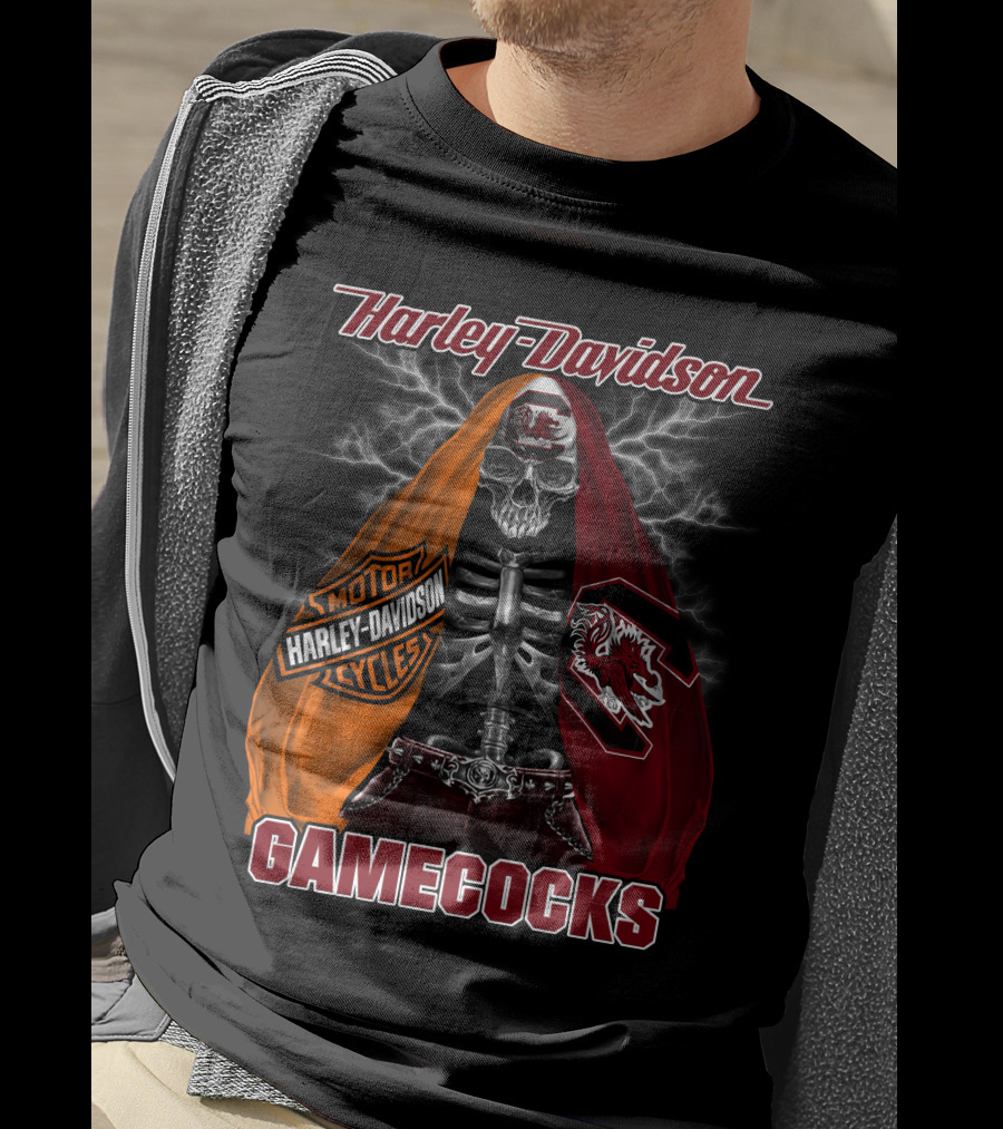 Harley Davidson South Carolina Gamecocks Skeleton Logo M2D23 T-Shirt