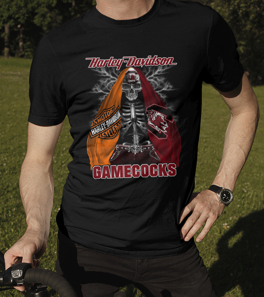 Harley Davidson South Carolina Gamecocks Skeleton Logo M2D23 T-Shirt