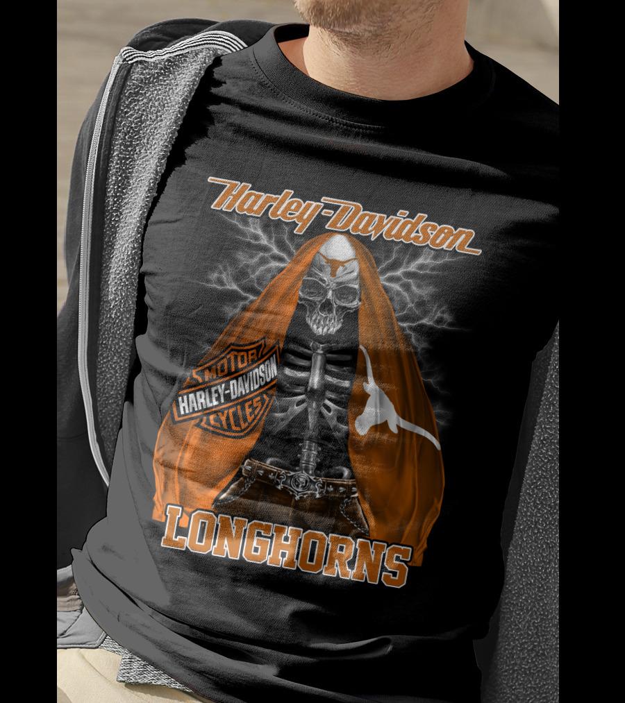 Harley Davidson Motorcycles Skeleton Longhorns T-Shirt