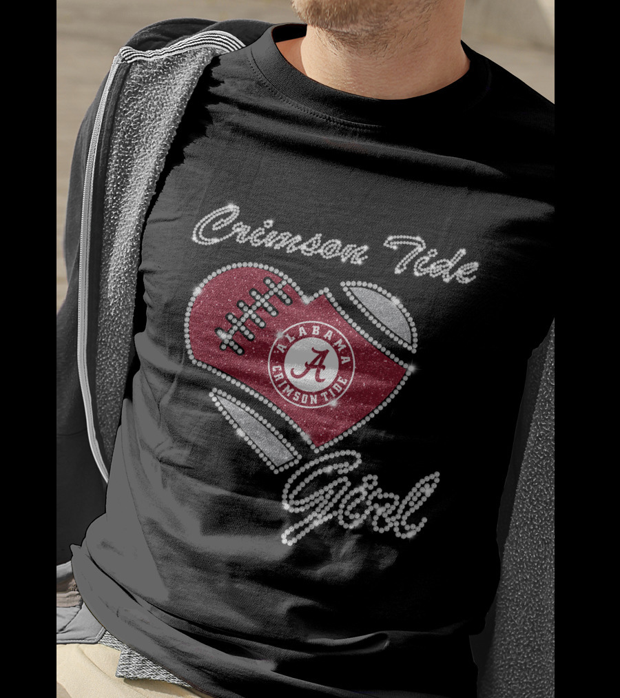 Crimson Tide Girl Alabama Crimson Tide Football Heart T-Shirt