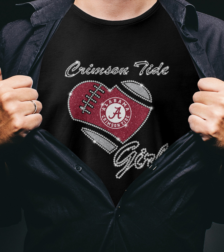Crimson Tide Girl Alabama Crimson Tide Football Heart T-Shirt