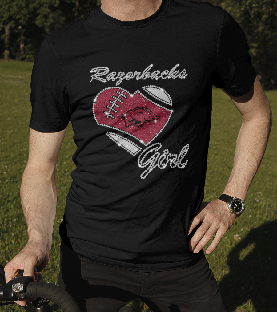 Razorbacks Girl Heart Football T-Shirt