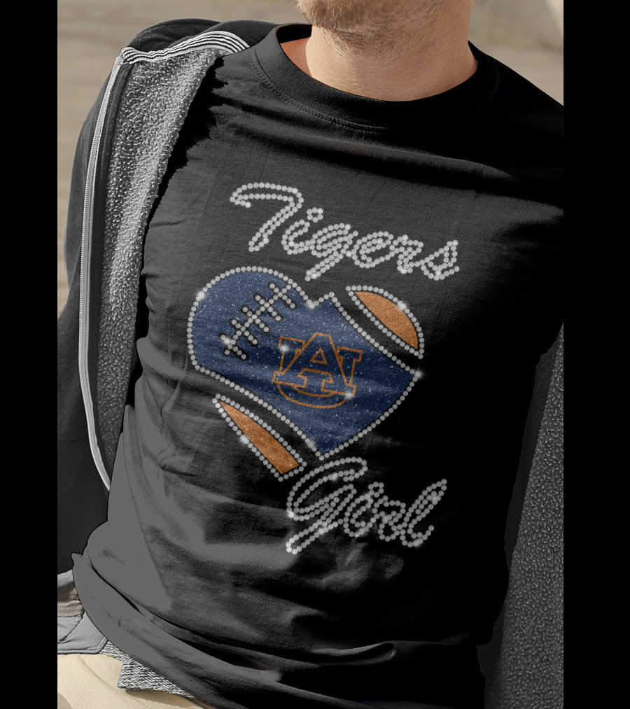 Auburn Tigers Girl Heart Football T-Shirt