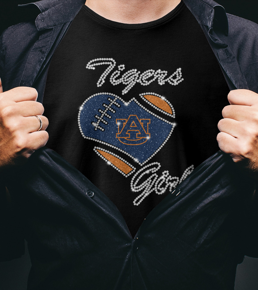 Auburn Tigers Girl Heart Football T-Shirt