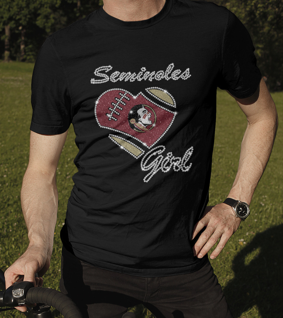 Seminoles Girl Heart Football Design Florida State T-Shirt