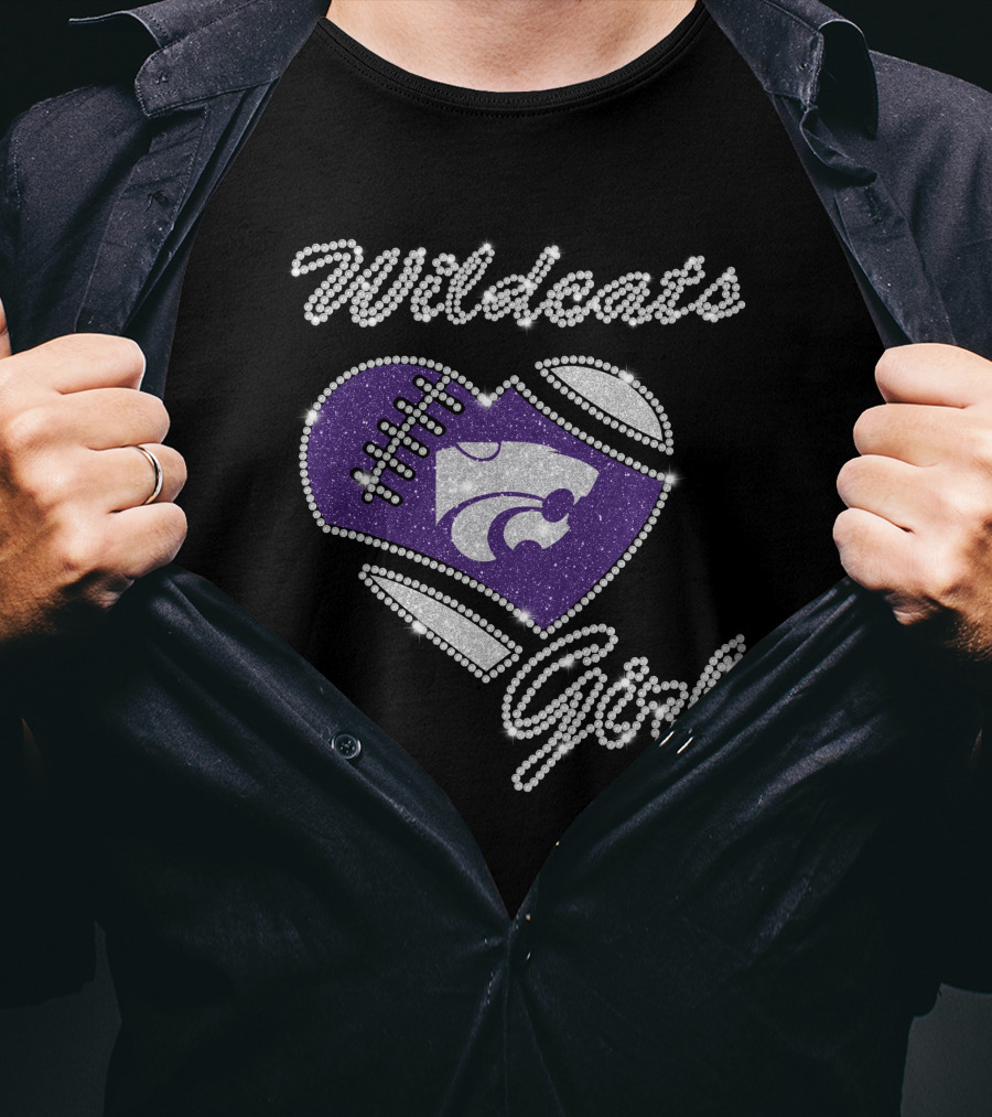 Wildcats Girl Kansas State Football Heart T-Shirt