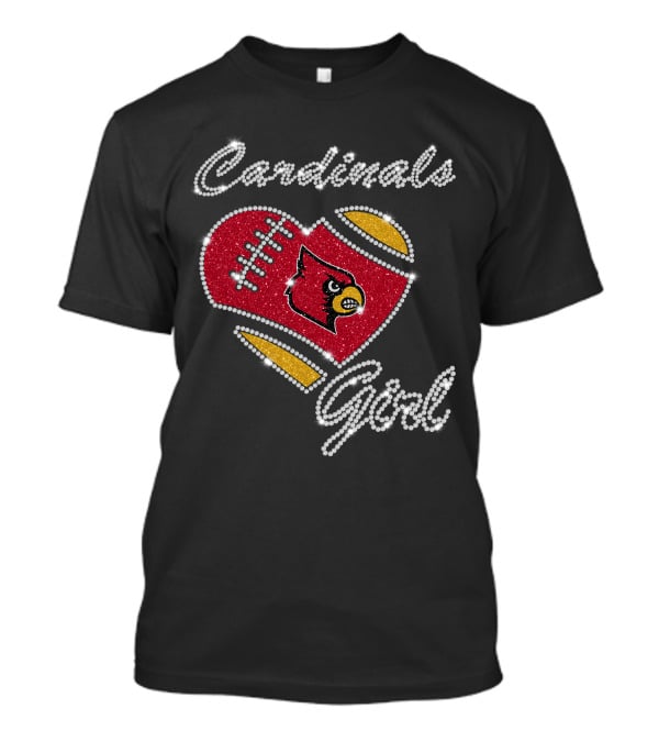 Cardinals Girl Louisville Cardinals Football Heart T-Shirt