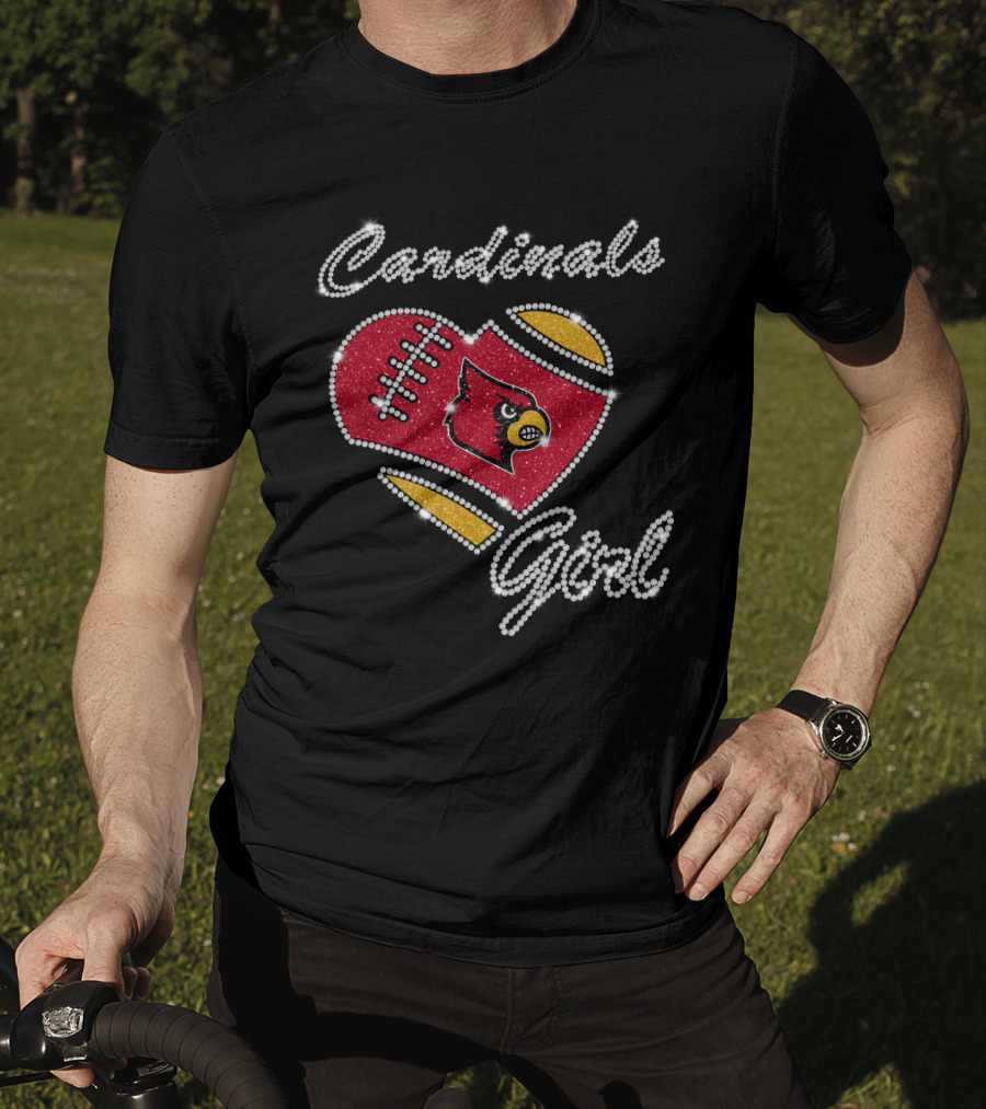 Cardinals Girl Louisville Cardinals Football Heart T-Shirt