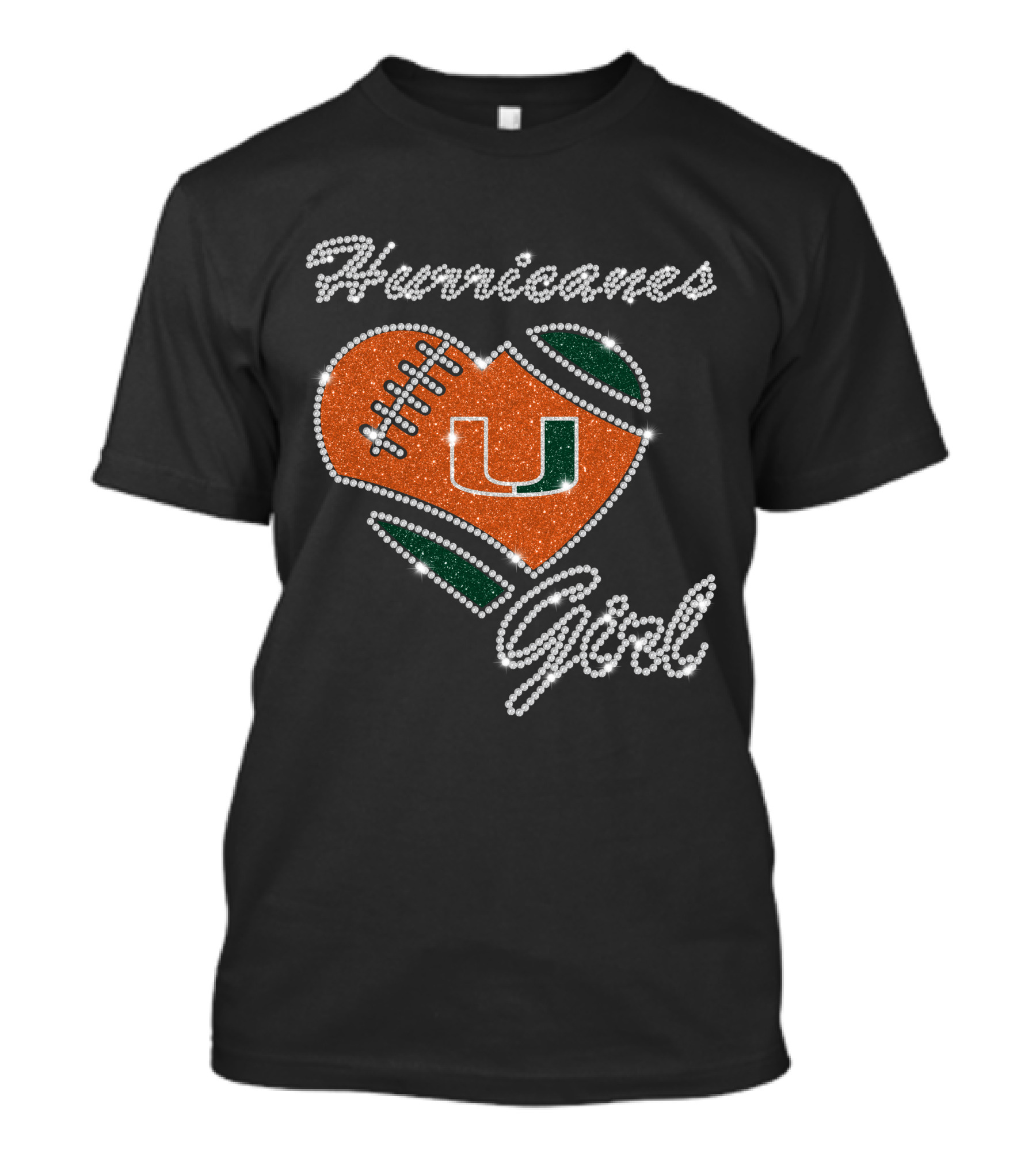 Hurricanes Girl Miami U Football Heart T-Shirt