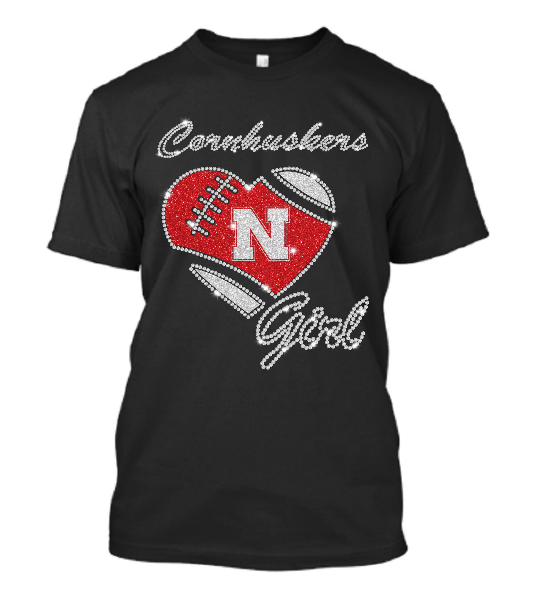 Nebraska Cornhuskers Girl Heart Football N T-Shirt