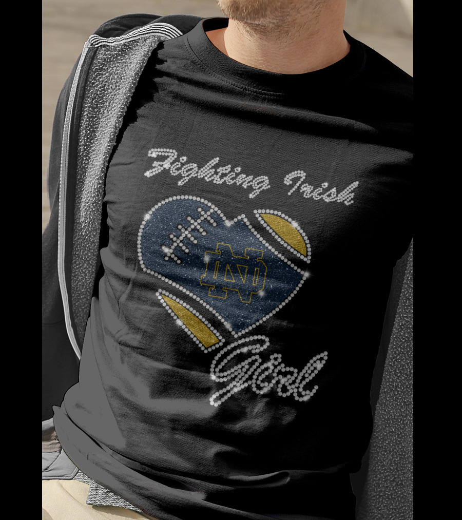 Fighting Irish ND Football Heart Girl T-Shirt